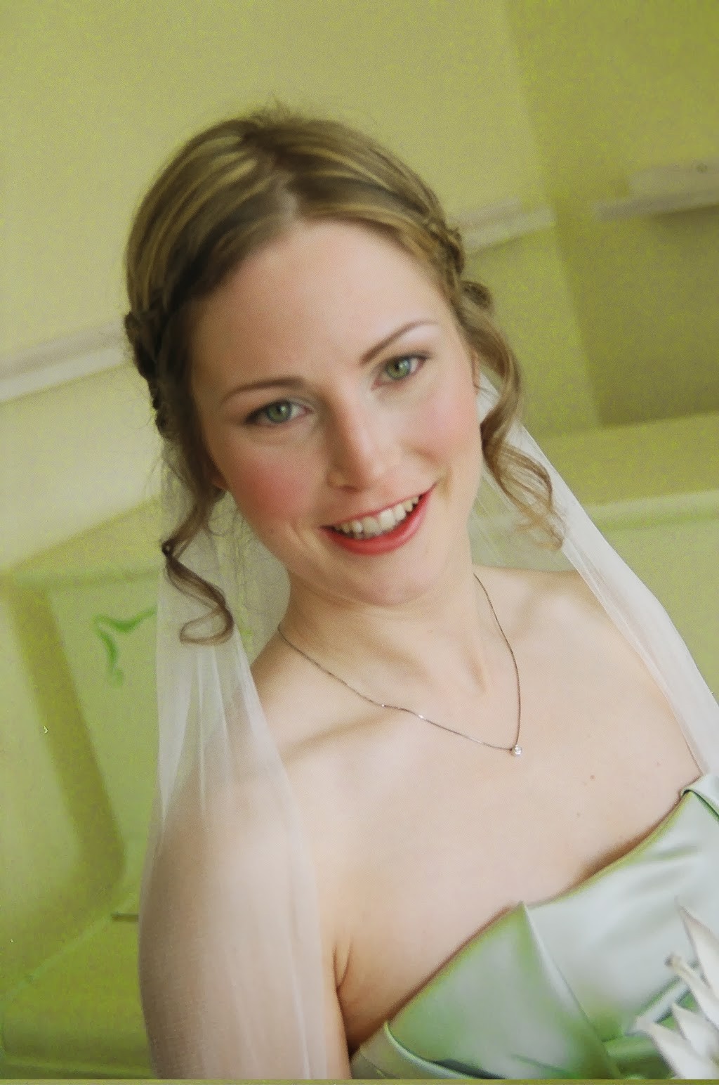 close up of a brides face