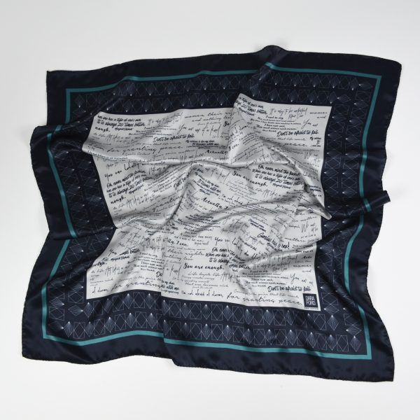Birdseye view of square silk scarf