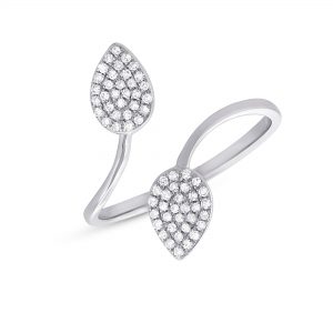 White gold and diamond ring with two leaf design by Jacqui Larsson Jewellery