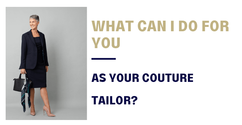 Couture Tailor blog cover with image of model wearing a Dara Ford suit
