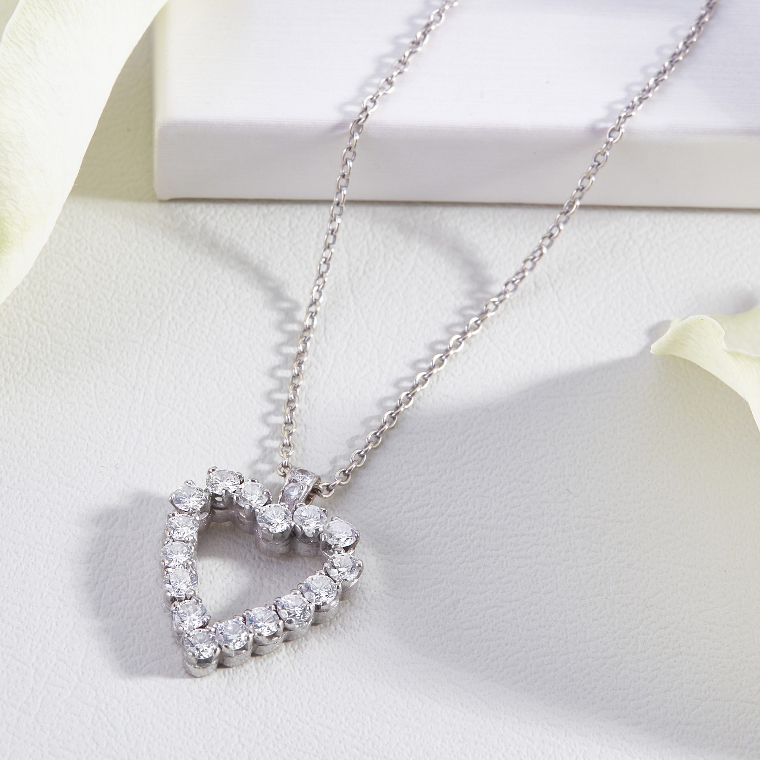 Necklace with diamond heart pendant by Lottie Leigh Bespoke Jewellery.